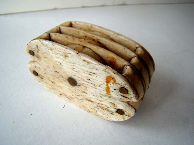 A rare small antique Whalebone Triple Sheave Block — image 2
